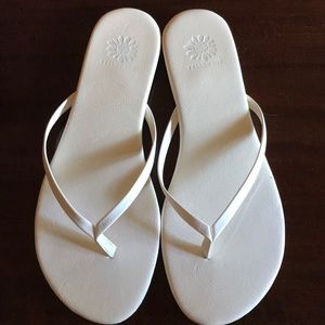 Yellow box flip flops